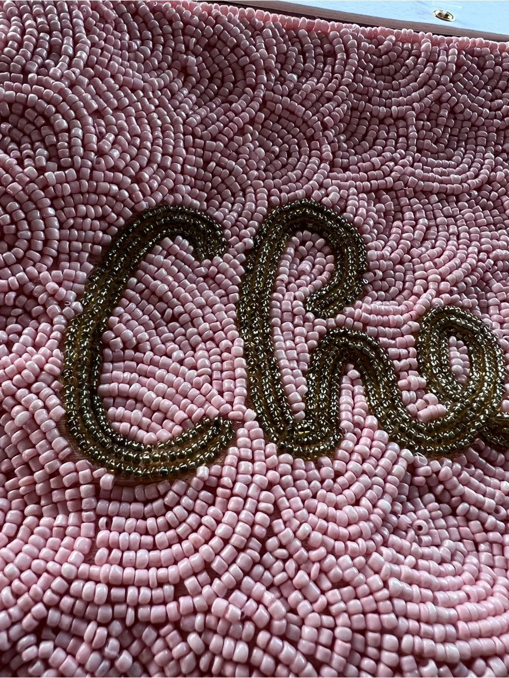 Cheers! Pink Beaded Wristlet Clutch Purse or makeup bag.